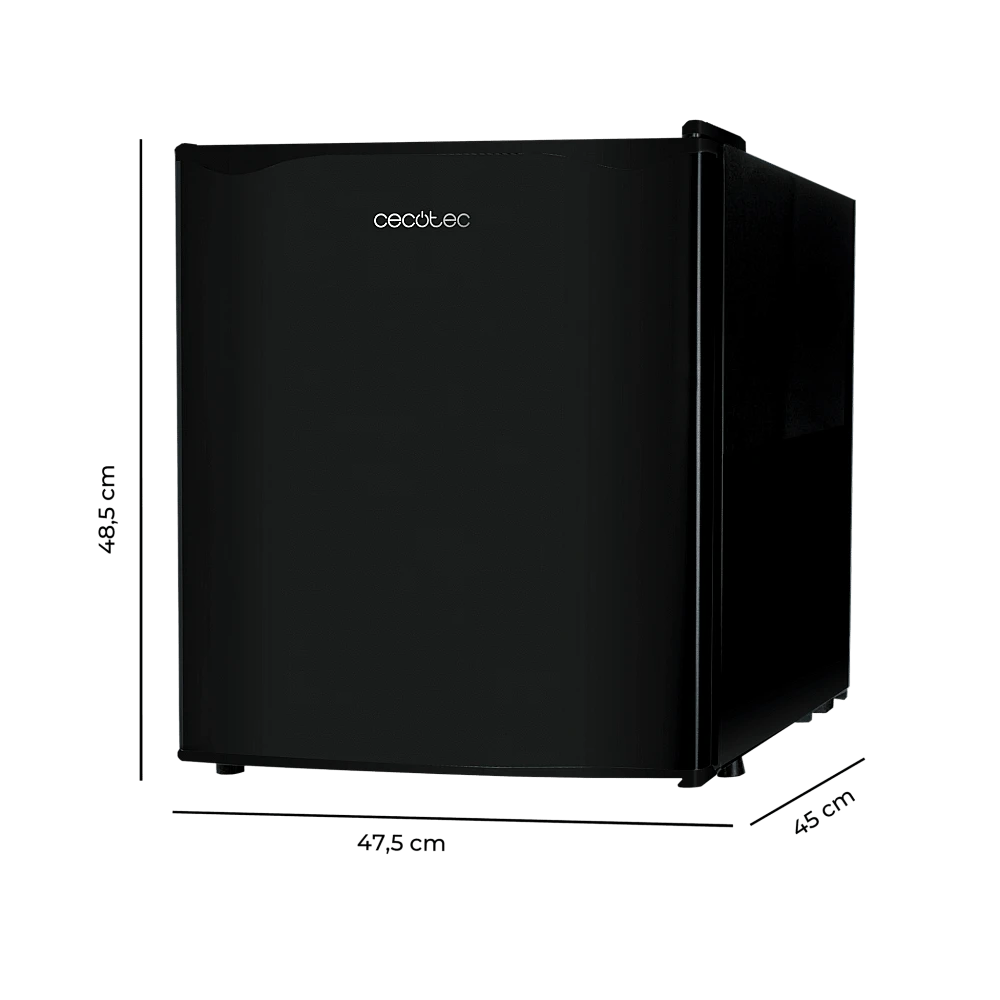 CECOTEC  Μίνι Ψυγείο GrandCooler 20000L SilentCompress Μαύρο, Ανοξείδωτο Ατσάλι, 46L, 48.7x48cm, Αναστρέψιμη Πόρτα, Ενεργειακή Κλάση E  CEC-03618