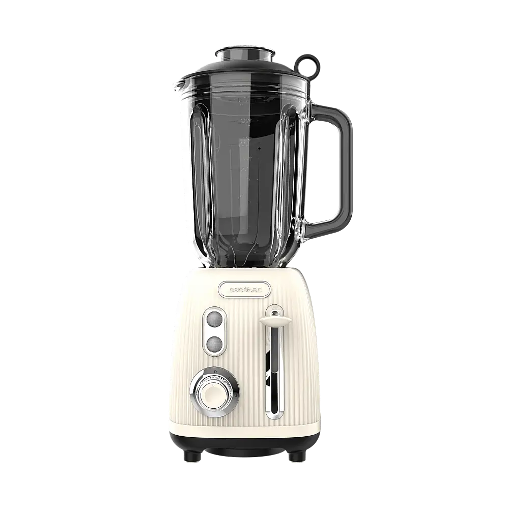 CECOTEC  Μπλέντερ Retro Power Black Titanium RetroBeige με Ισχύ 1200W, Μαχαίρι 4 Λεπίδων με Επίστρωση Μαύρου Τιτανίου και Κανάτα 1,5L  CEC-03885