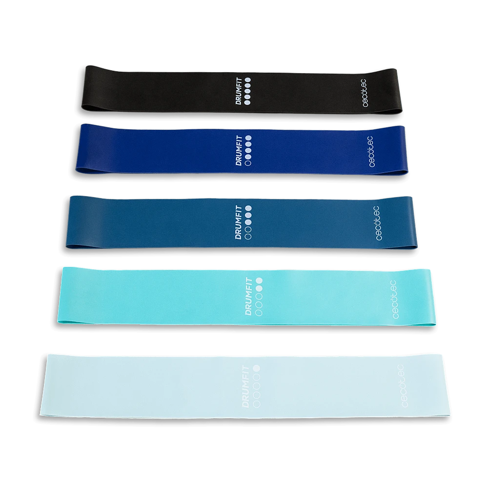CECOTEC  Σετ Ταινιών Αντίστασης DrumFit - 5 Ελαστικές Ταινίες Λατέξ με Διάφορα Επίπεδα Αντίστασης και Τσάντα Μεταφοράς  CEC-07125