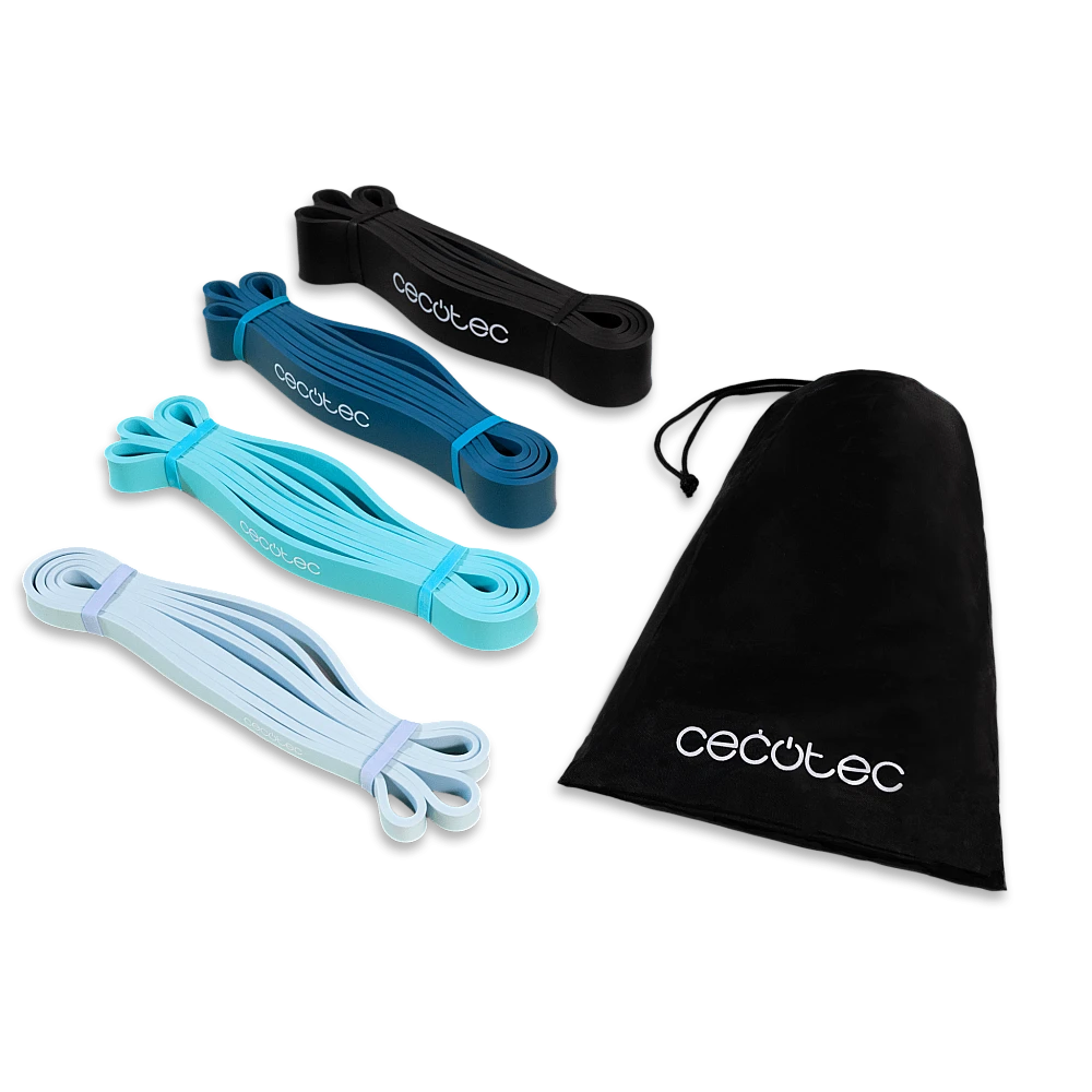 CECOTEC  Σετ DrumFit Power Band: 4 Ελαστικές Ταινίες Αντίστασης 15-60 Kg με Τσάντα Μεταφοράς  CEC-07126