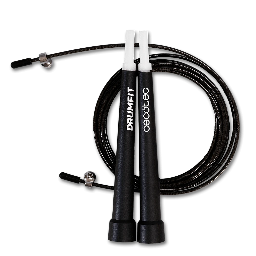 CECOTEC  Επαγγελματικό Σχοινάκι DrumFit Speed Rope από Ατσάλι με Εργονομικές Λαβές για Προπονήσεις Υψηλής Έντασης, Ρυθμιζόμενο, 300 εκ. με Σύστημα SmoothBearing 360º  CEC-07130