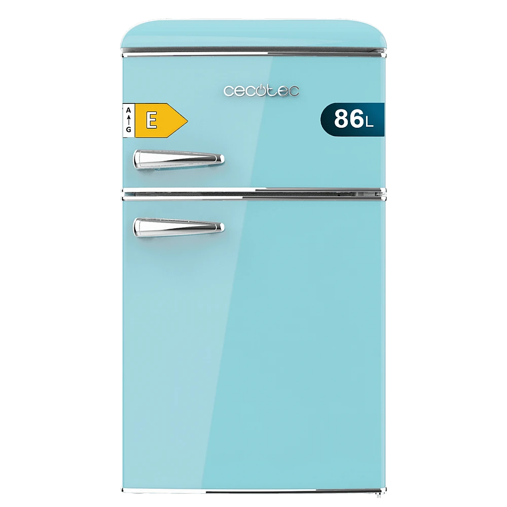 CECOTEC  Μίνι Ρετρό Ψυγείο Bolero CoolMarket 2D Origin 86L Μπλε, Διπλής Πόρτας, 89,3x48,7cm, Ενεργειακή Κλάση E, LED Φωτισμός, Χρωμιωμένη Λαβή  CEC-01898
