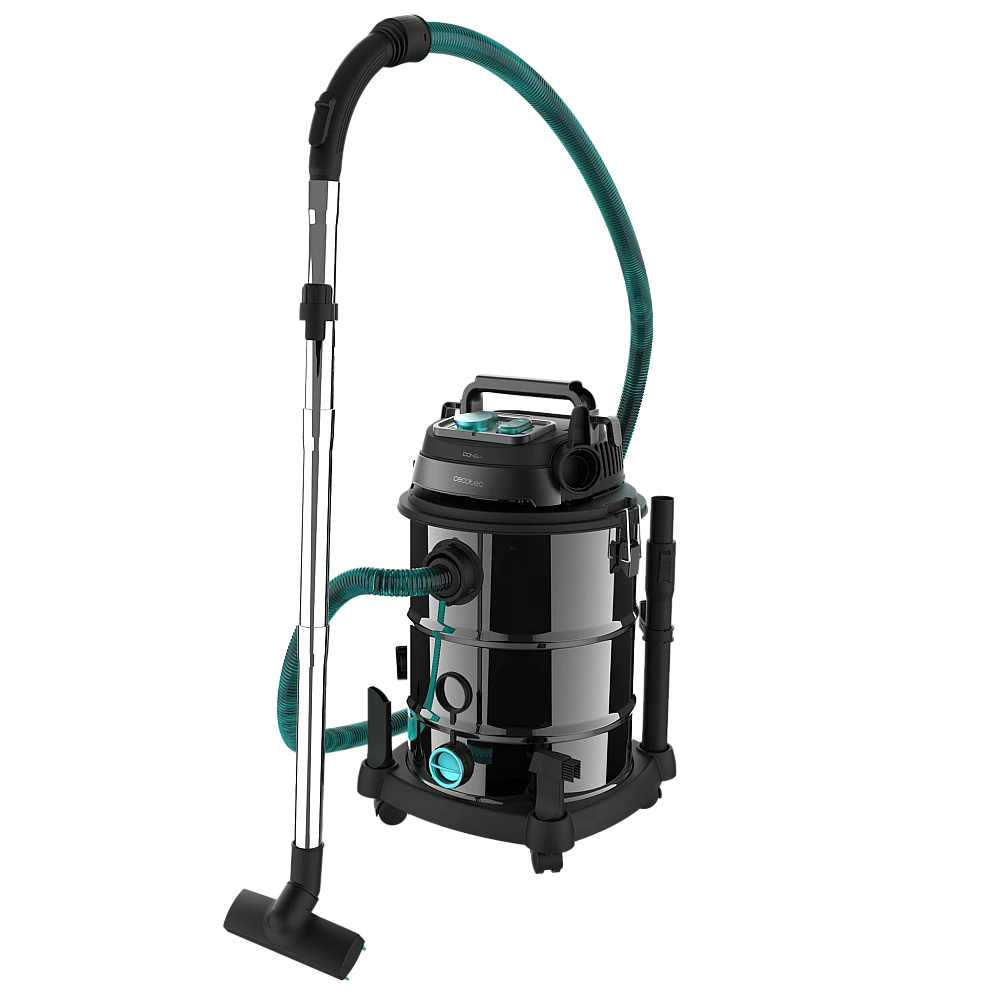 CECOTEC  Σκούπα Conga Rockstar Wet & Dry Steel Pro για Στερεά και Υγρά, Μεταλλική, 30L, 1600W, με Πρίζα Εργαλείων και Αξεσουάρ Καθαρισμού  CEC-08572