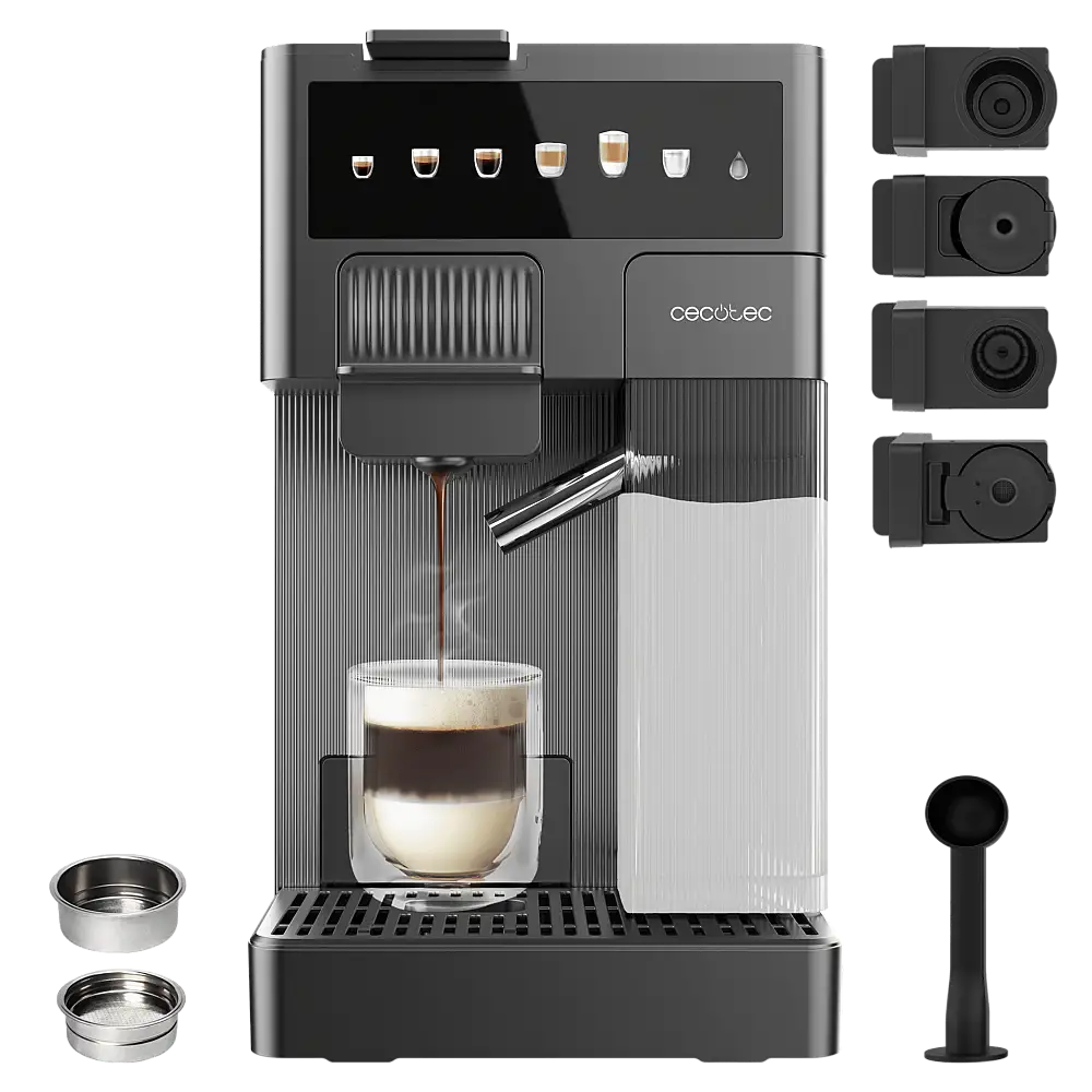 CECOTEC  Καφετιέρα FreeStyle Latte T 4 σε 1 με Δοχείο Γάλακτος - Συμβατή με Αλεσμένο Καφέ, Dolce Gusto, Nespresso και K-fee  CEC-100007