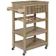 Ξύλινο Τρόλει Κουζίνας με 3 Ράφια και Συρτάρι 65 x 84.5 x 40 cm HD0312 Home Deco Factory