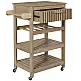 Ξύλινο Τρόλει Κουζίνας με 3 Ράφια και Συρτάρι 65 x 84.5 x 40 cm HD0312 Home Deco Factory