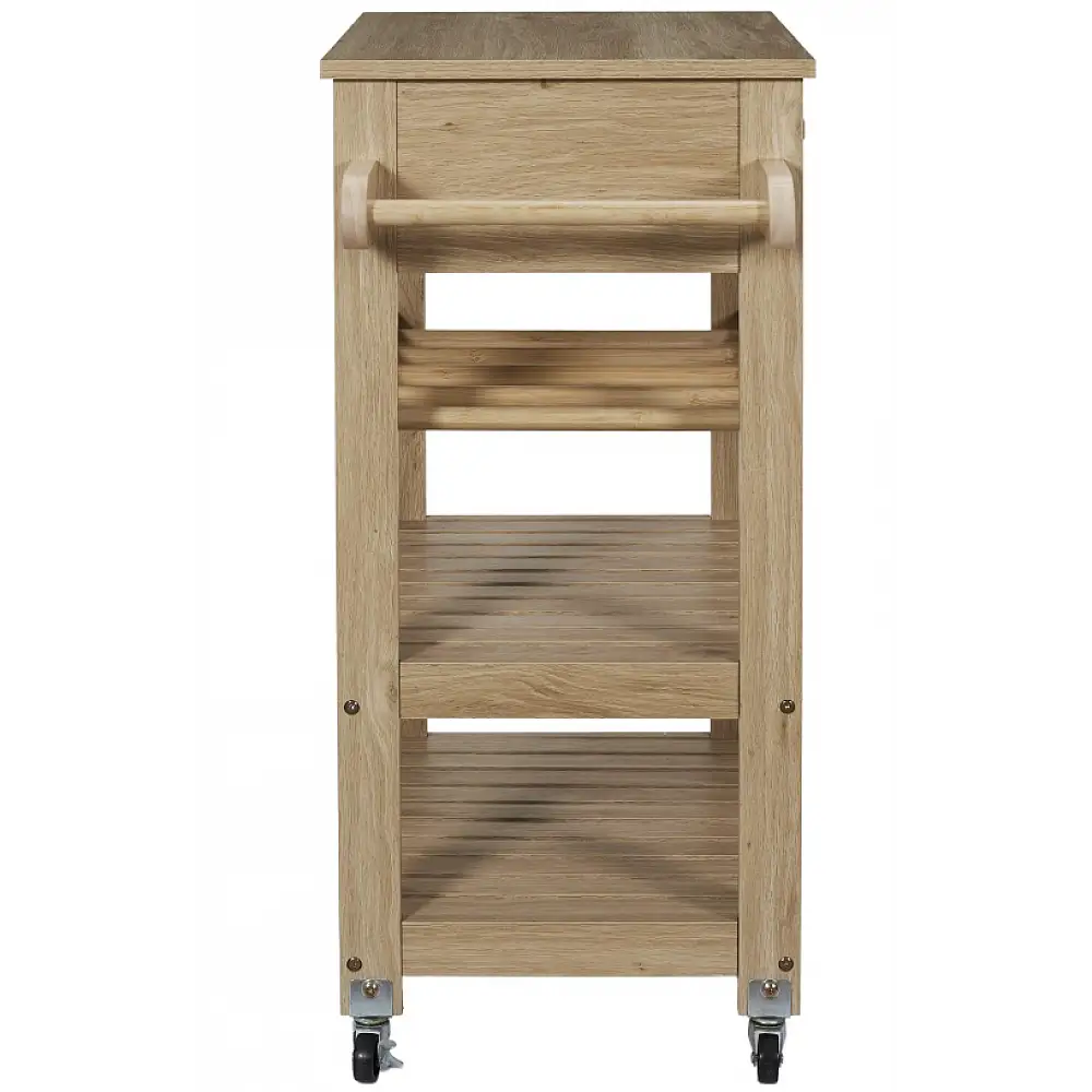 Ξύλινο Τρόλει Κουζίνας με 3 Ράφια και Συρτάρι 65 x 84.5 x 40 cm HD0312 Home Deco Factory