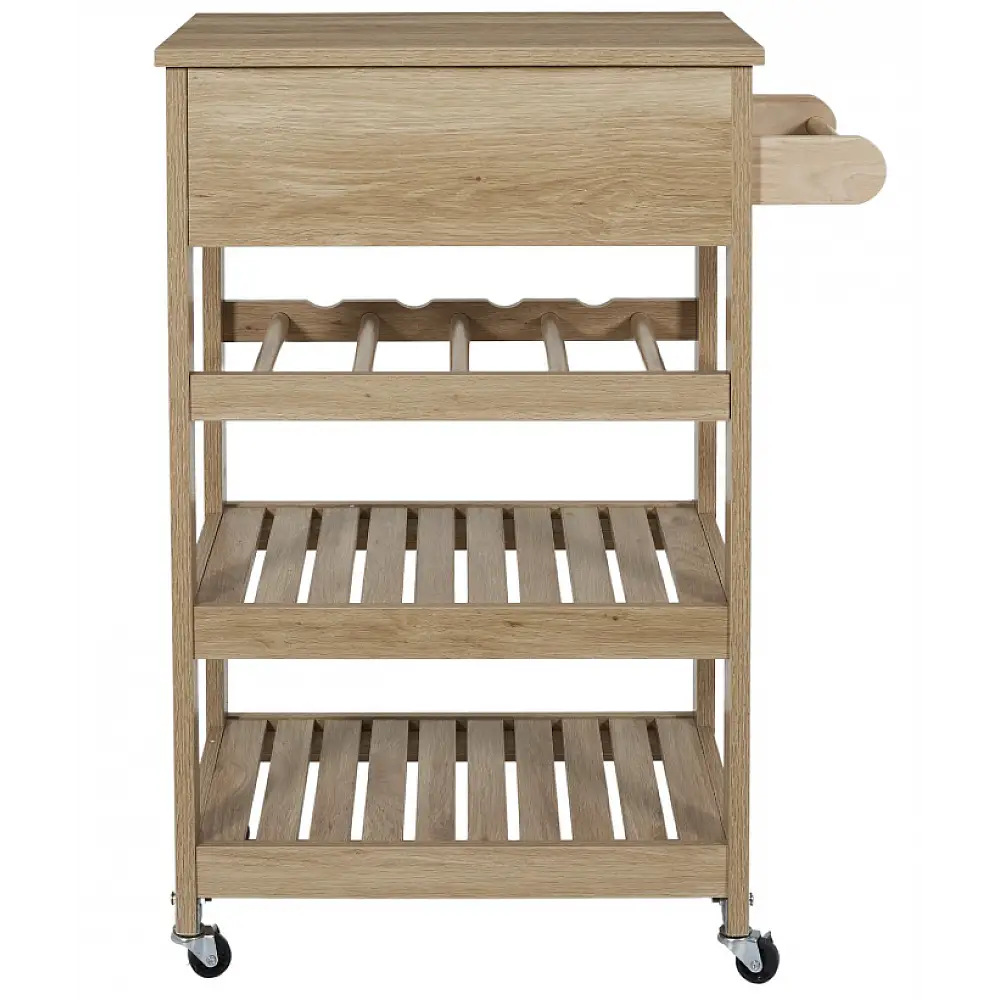 Ξύλινο Τρόλει Κουζίνας με 3 Ράφια και Συρτάρι 65 x 84.5 x 40 cm HD0312 Home Deco Factory