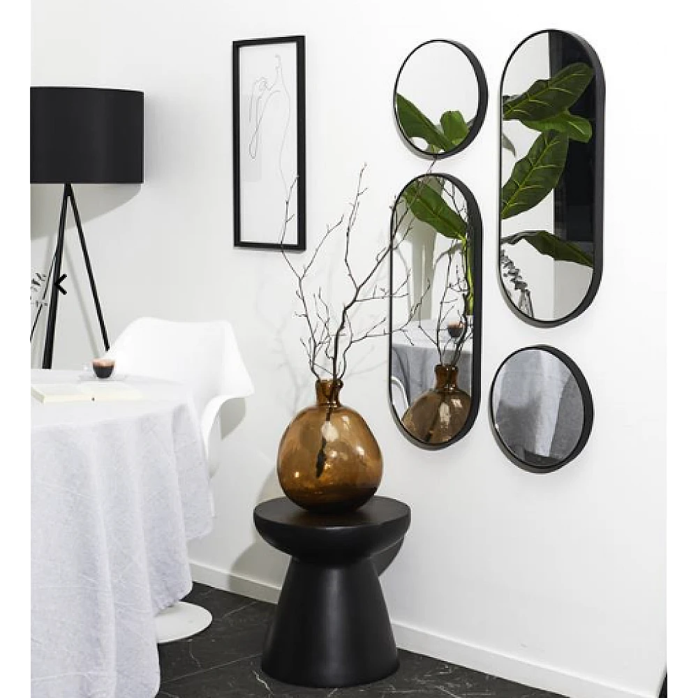Καθρέφτης Τοίχου Round and Oval Versa Σετ 4 τεμαχίων Μαύρο HD0401 Home Deco Factory