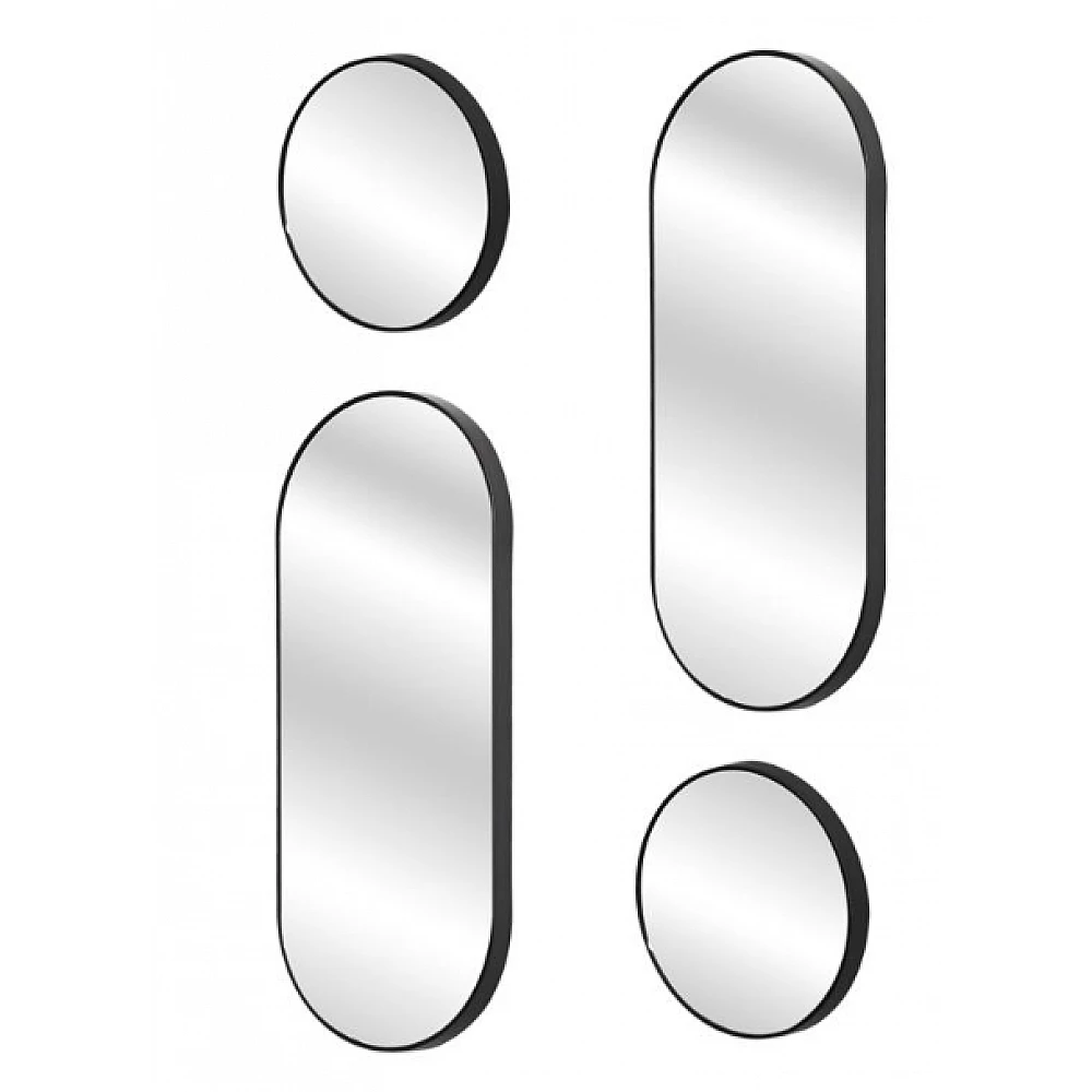 Καθρέφτης Τοίχου Round and Oval Versa Σετ 4 τεμαχίων Μαύρο HD0401 Home Deco Factory
