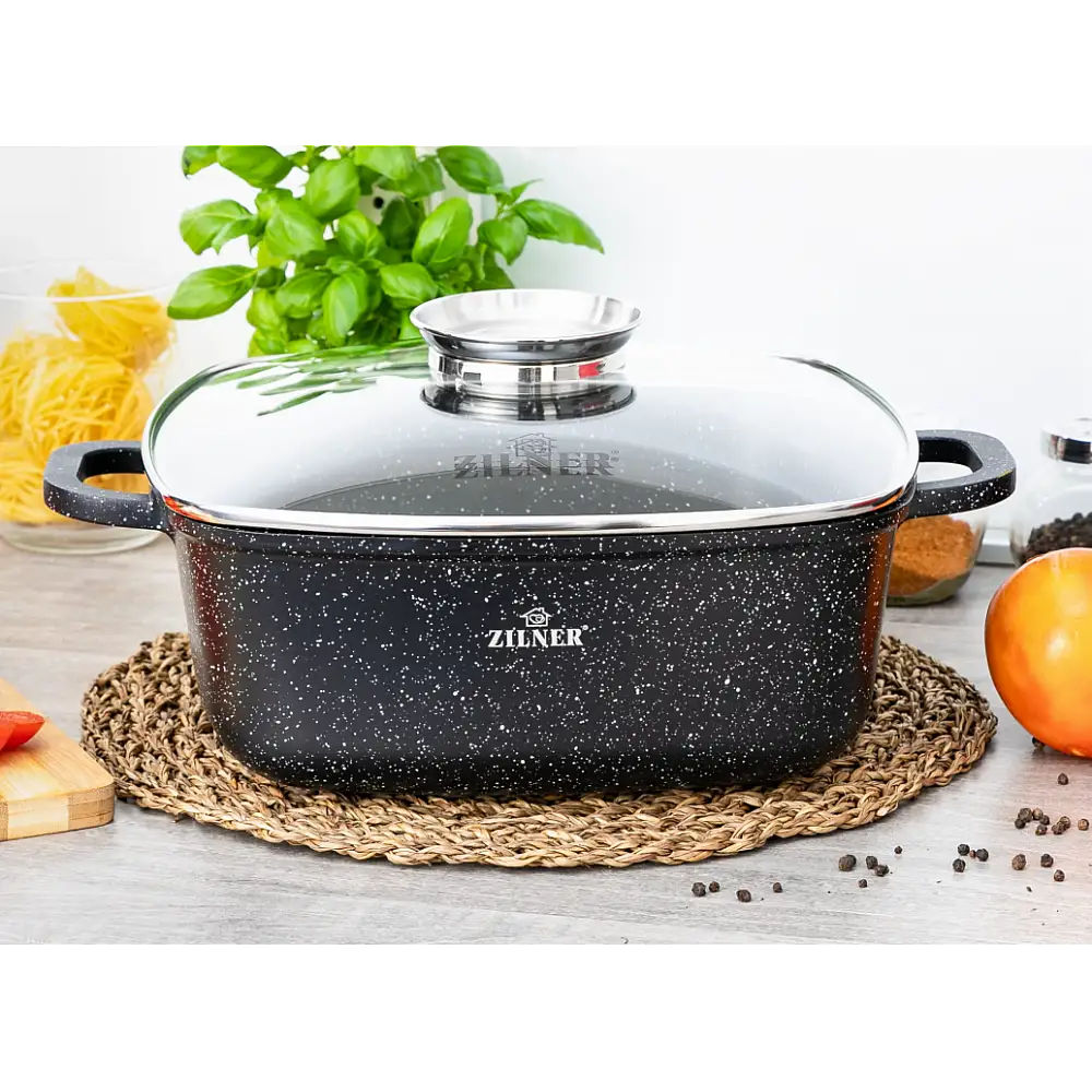 Τετράγωνη Γάστρα με Μαρμάρινη Αντικολλητική Επίστρωση 28cm ZILNER ZL-9012