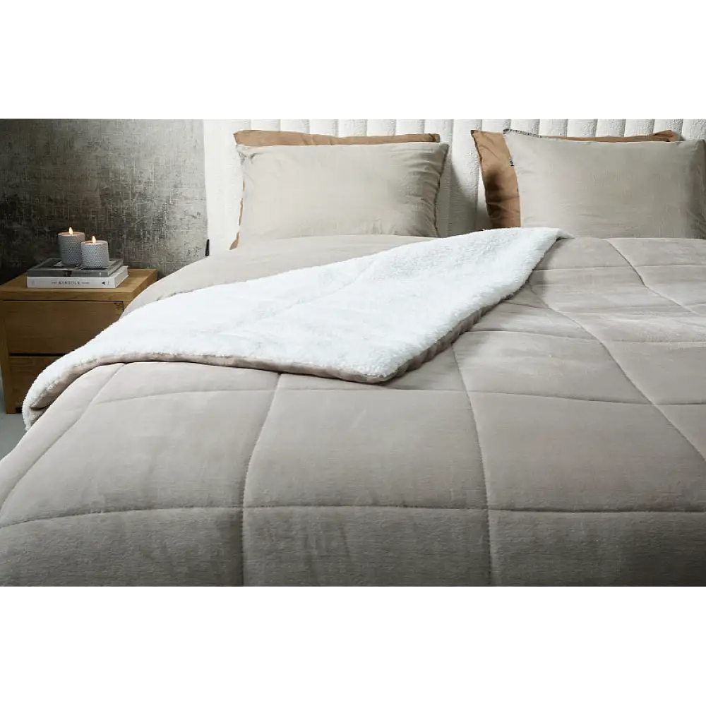 Πολυτελής Κουβέρτα Διπλής Όψης Sherpa  140 x 200 cm Taupe 8720604888348 SleepMed