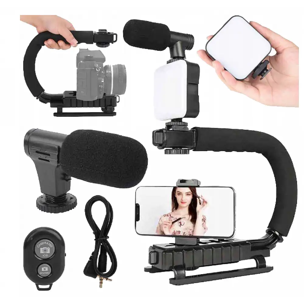 Vlogging Kit - Πλήρες Σετ Δημιουργίας Περιεχομένου Τρίποδο ,Λάμπα LED , Μικρόφωνο και Τηλεχειριστήριο   5907451365052 Verk Group