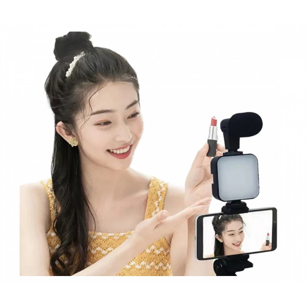 Vlogging Kit με Τρίποδο, Μικρόφωνο και Βάση Κινητού για Καταγραφή Βίντεο 5907451365045 Verk Group