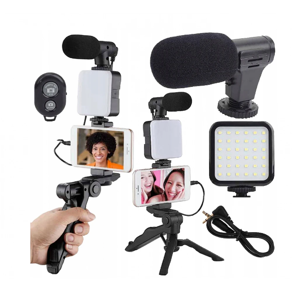 Vlogging Kit με Τρίποδο, Μικρόφωνο και Βάση Κινητού για Καταγραφή Βίντεο 5907451365045 Verk Group