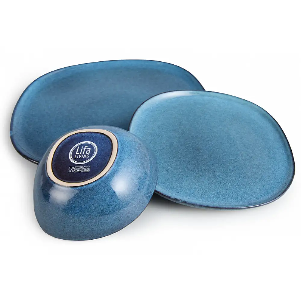 Σετ πιάτων Lott 18 τεμαχίων - Ανοιχτό Μπλε 8720604887266 Lifa-Living