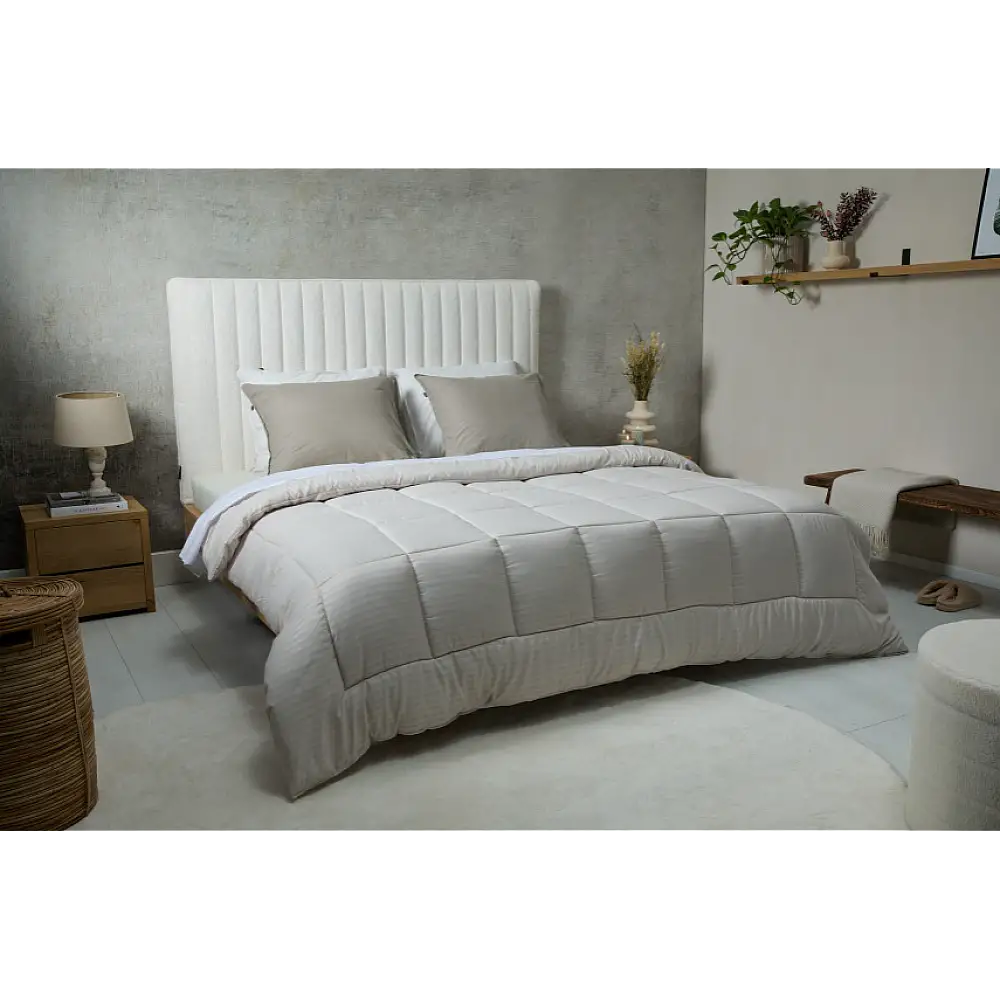 Μονό Πάπλωμα 140 x 200 cm Ριγέ - Κρεμ 8720604888584 SleepMed