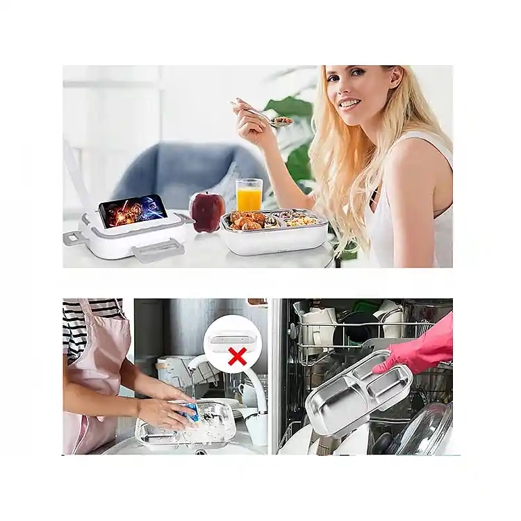 Ηλεκτρικό Lunchbox - Θερμαινόμενο Φαγητοδοχείο 40W 25.5 x 19 x 12 cm Λευκό&Γκρι 5907451366981 Verk Group