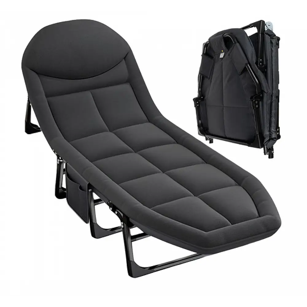 Πτυσσόμενο Κρεβάτι Camping με Στρώμα 200 x 65 x 30 cm Γκρι 25380 Trizand