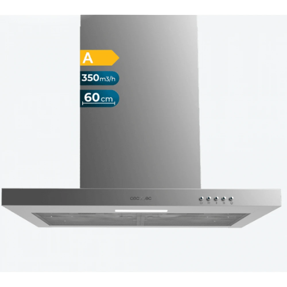 Απορροφητήρας Bolero Flux TM 603500 Inox B – 60 cm, 350 m³/h, Ενεργειακή Κλάση A CEC-02876 Cecotec