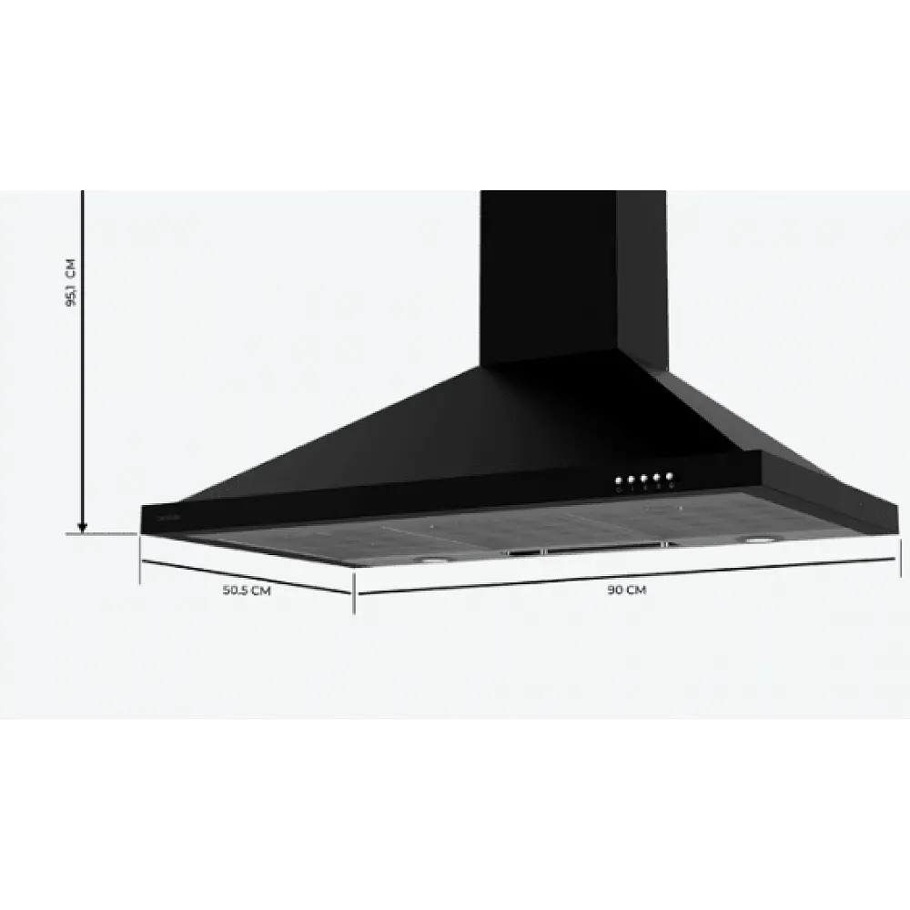 Απορροφητήρας Πυραμιδικός Bolero Flux PM 906500 Μαύρο – 90 cm, 650 m³/h, Ενεργειακή Κλάση A CEC-02843 Cecotec