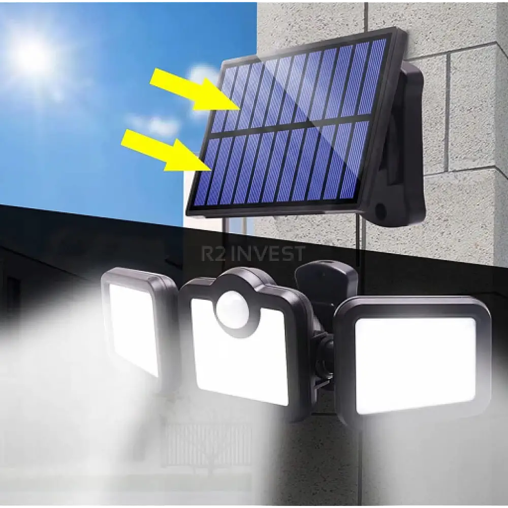 Ηλιακό Φωτιστικό Τοίχου 3 σε 1 με Καλωδιωμένο Ηλιακό Πάνελ και Τηλεχειριστήριο  5908222228279 SPM