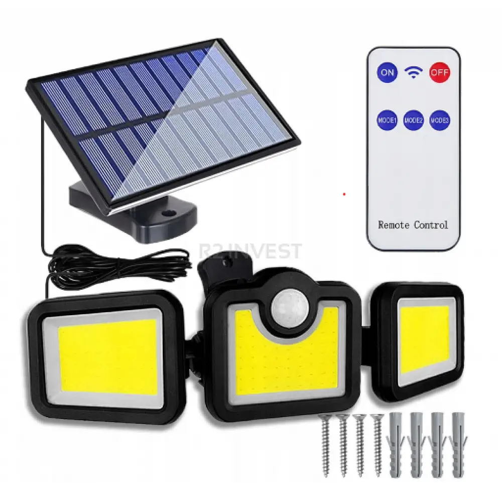 Ηλιακό Φωτιστικό Τοίχου 3 σε 1 με Καλωδιωμένο Ηλιακό Πάνελ και Τηλεχειριστήριο  5908222228279 SPM