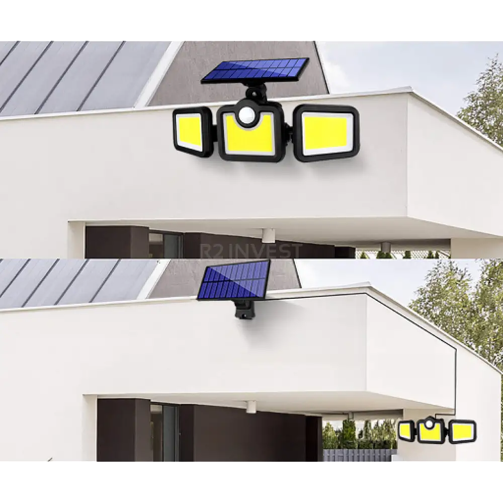 Ηλιακό Φωτιστικό Τοίχου 3 σε 1 με Καλωδιωμένο Ηλιακό Πάνελ και Τηλεχειριστήριο  5908222228279 SPM