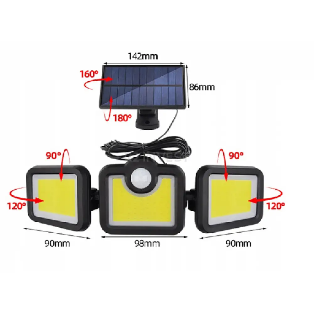 Ηλιακό Φωτιστικό Τοίχου 3 σε 1 με Καλωδιωμένο Ηλιακό Πάνελ και Τηλεχειριστήριο  5908222228279 SPM