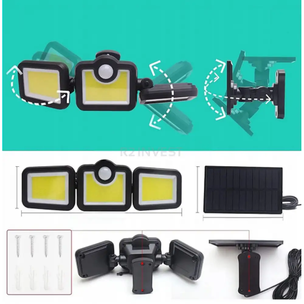 Ηλιακό Φωτιστικό Τοίχου 3 σε 1 με Καλωδιωμένο Ηλιακό Πάνελ και Τηλεχειριστήριο  5908222228279 SPM