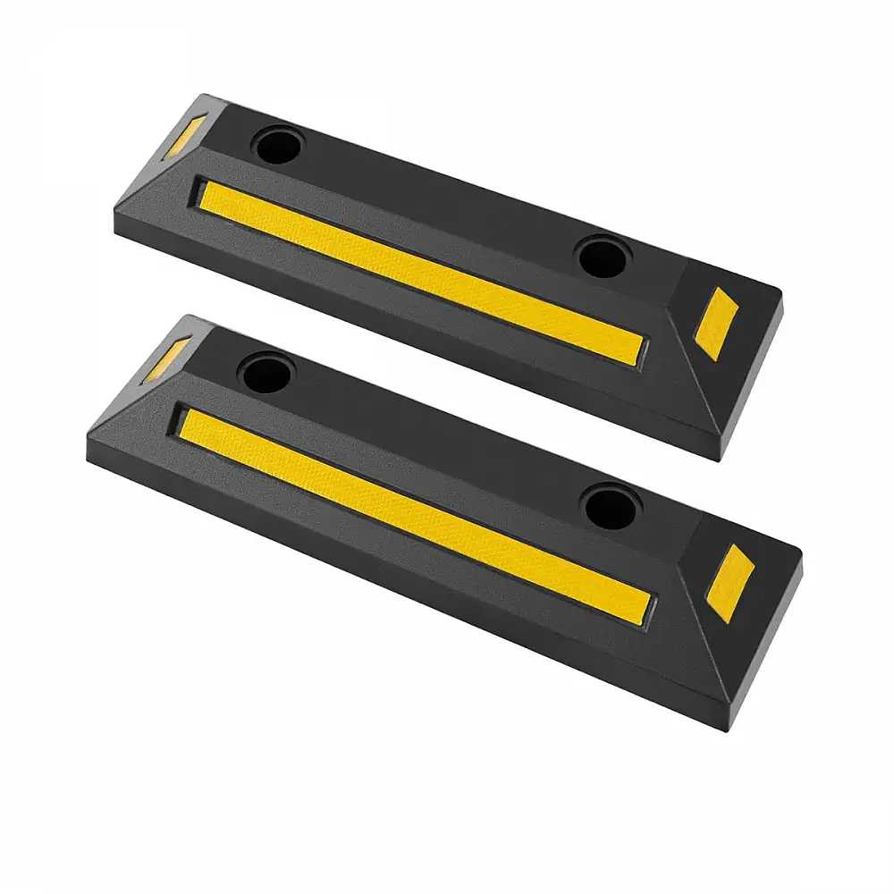 Costway  Σταματητής τροχών από καουτσούκ με ανακλαστικές λωρίδες για φορτηγά έως 4000 κιλά, 55 x 15 x 10 εκ. TL35692YW-2