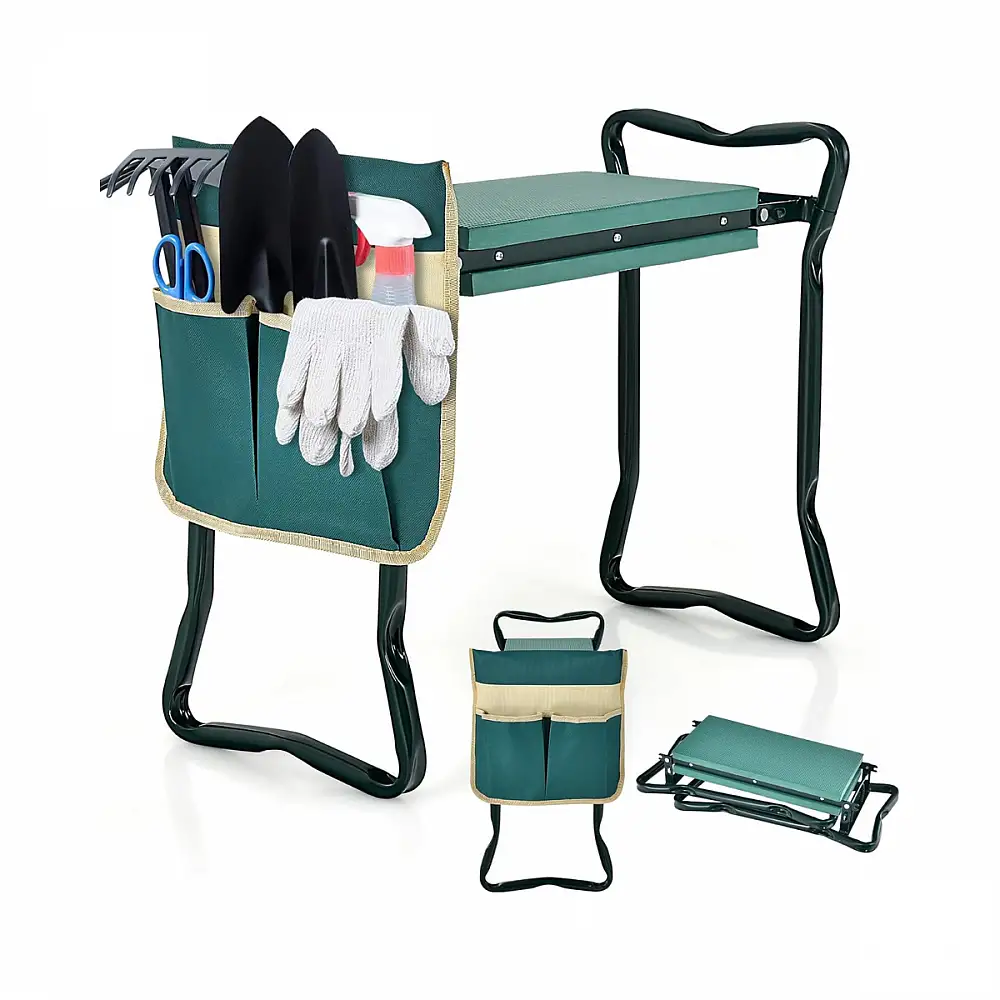 Costway Πτυσσόμενο Γόνατο Κήπου με EVE Μαξιλάρι & Τσάντα Εργαλείων Πράσινο GT4074