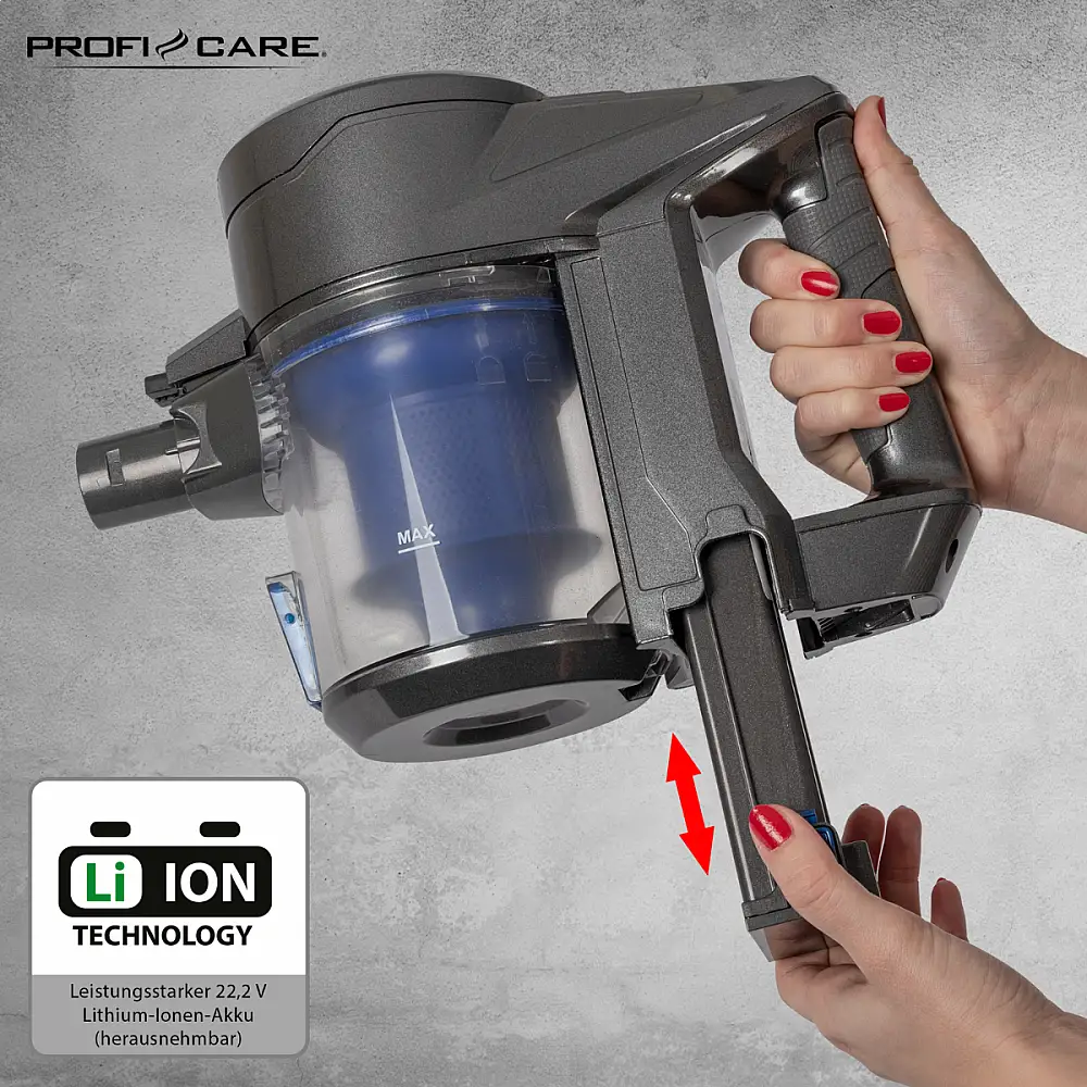 Ασύρματη Ηλεκτρική Σκούπα Δαπέδου 22.2V 2200 mAh- Ανθρακί PC-BS3036 ProfiCare