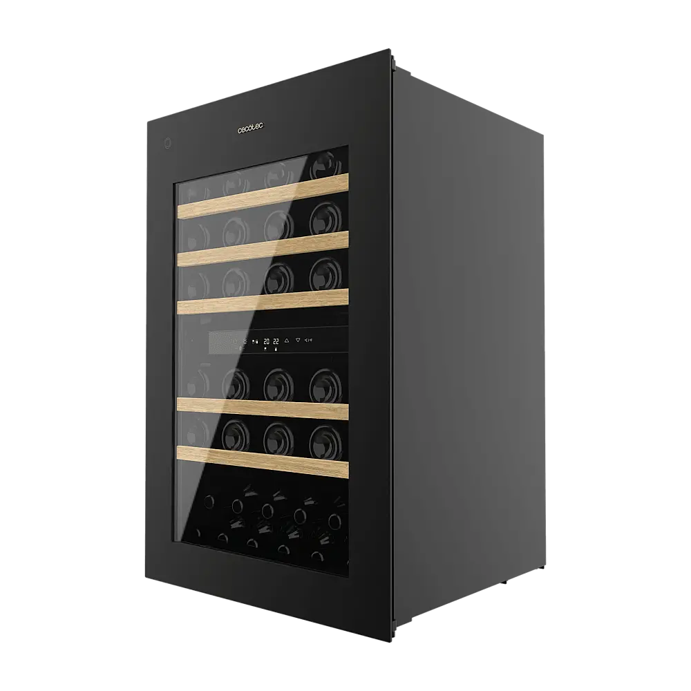 Cecotec Συντηρητής Κρασιών Bolero GrandSommelier Duo 57000 Touch Black με Διπλή Ζώνη, Συμπιεστή, Χωρητικότητα 57 Φιάλες, 5 Ξύλινα Ράφια, LED Φωτισμό και Αθόρυβη Λειτουργία