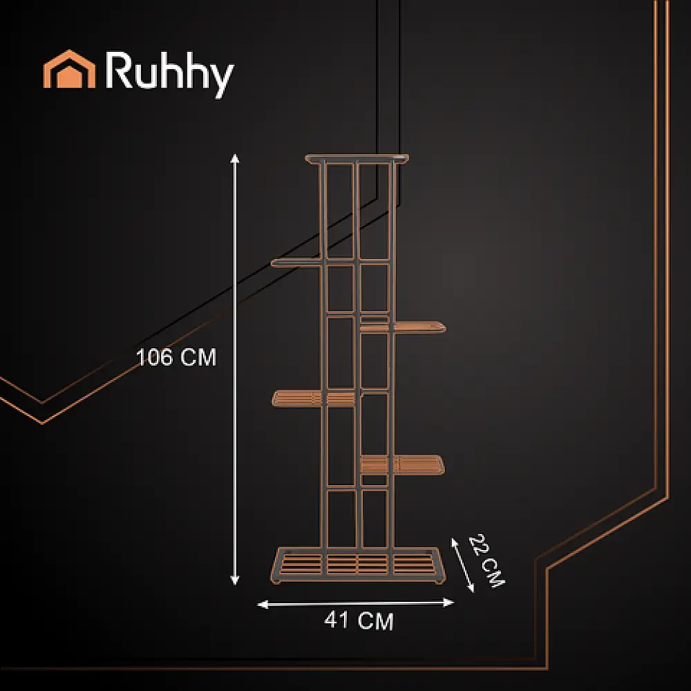 Ruhhy Ραφιέρα Φυτών 6 Επιπέδων Loft-Style από Μέταλλο – Μοντέρνος Οργανωτής Κήπου για το Σπίτι 26040