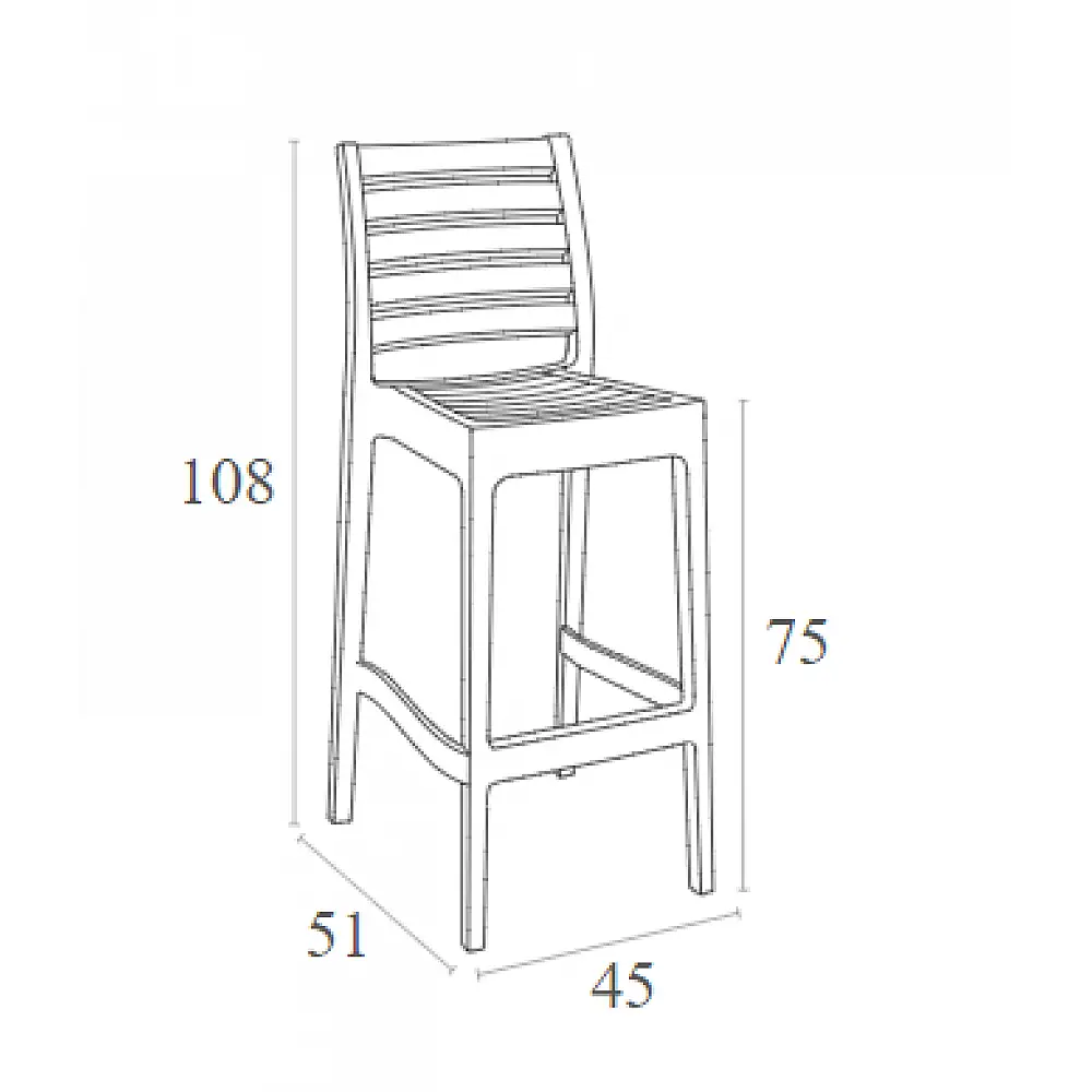 ARES ΣΚΑΜΠΟ ΜΠΑΡ75εκ. BROWN ΠΟΛ/ΝΙΟΥ 45Χ51Χ108εκ.