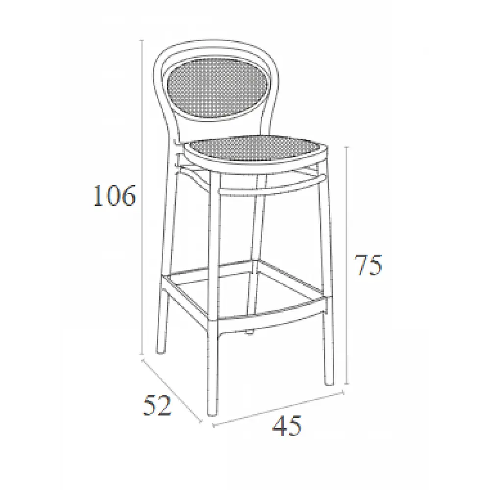 MARCEL 75εκ. ΣΚΑΜΠΟ BLACK ΠΟΛ/ΝΙΟΥ 45Χ52Χ106εκ.
