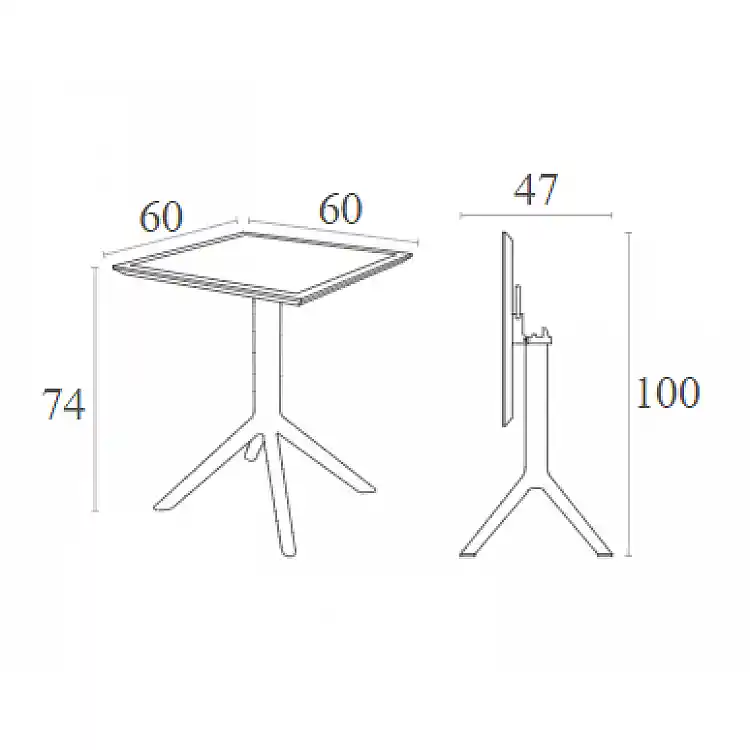 SKY TAUPE 60Χ60X74εκ. ΤΡΑΠΕΖΙ ΠΤΥΣ/ΝΟ ΠΟΛ/ΝΙΟΥ
