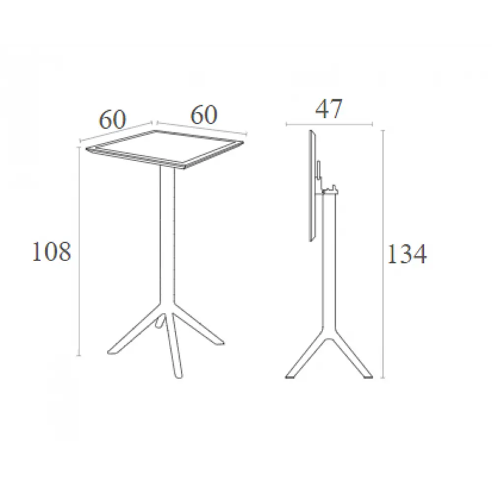 SKY DARK GREY BAR 60Χ60Χ108εκ.ΠΤΥΣ/ΝΟ ΤΡΑΠ. ΠΟΛ/ΝΙΟΥ
