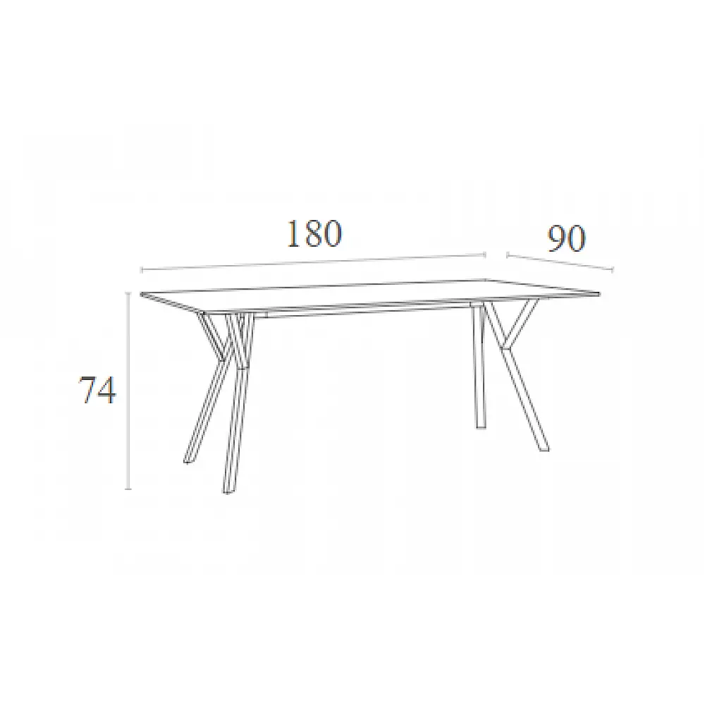 MAX ΤΡΑΠΕΖΙ 180X90Χ74εκ. BLACK LAMINATE 12mm
