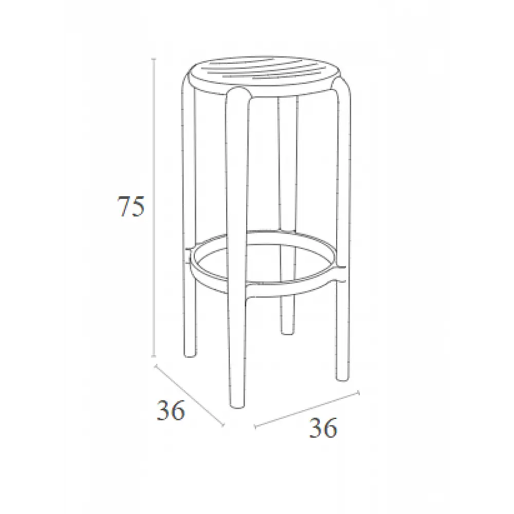 TOM 75εκ. ΣΚΑΜΠΟ BLACK ΠΟΛ/ΝΙΟΥ 36X36X75εκ.