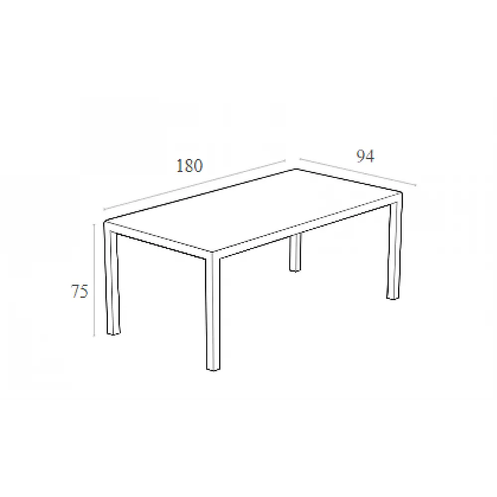 TAHITI DARK GREY 180Χ94Χ75εκ. ΤΡΑΠΕΖΙ ΜΕ ΤΖΑΜΙ ΠΟΛ/ΝΙΟΥ