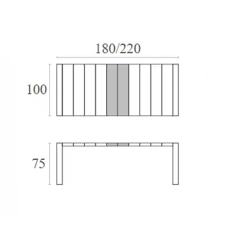 VEGAS TAUPE 100X180/220Χ75εκ. ΕΠΕΚΤ.ΤΡΑΠΕΖΙ ΠΟΛ/ΝΙΟΥ