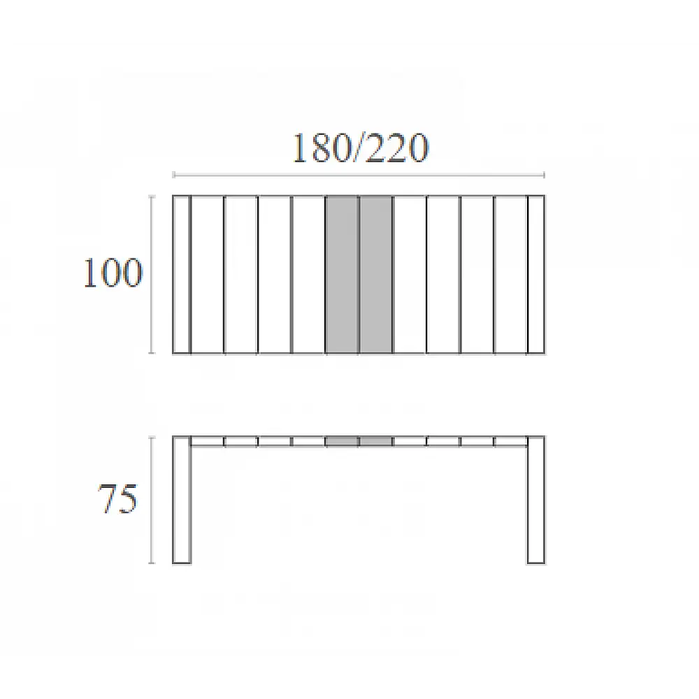VEGAS BLACK 100X180/220Χ75εκ. ΕΠΕΚΤ.ΤΡΑΠΕΖΙ ΠΟΛ/ΝΙΟΥ