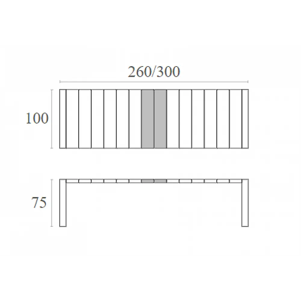 VEGAS BLACK 100X260/300Χ75εκ. ΕΠΕΚΤ.ΤΡΑΠΕΖΙ ΠΟΛ/ΝΙΟΥ
