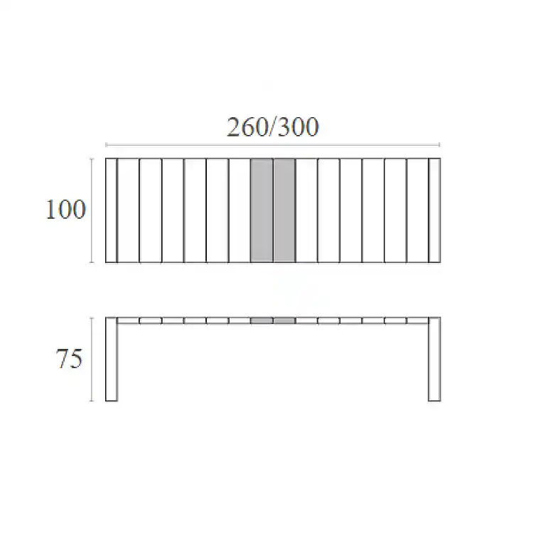 VEGAS BLACK 100X260/300Χ75εκ. ΕΠΕΚΤ.ΤΡΑΠΕΖΙ ΠΟΛ/ΝΙΟΥ