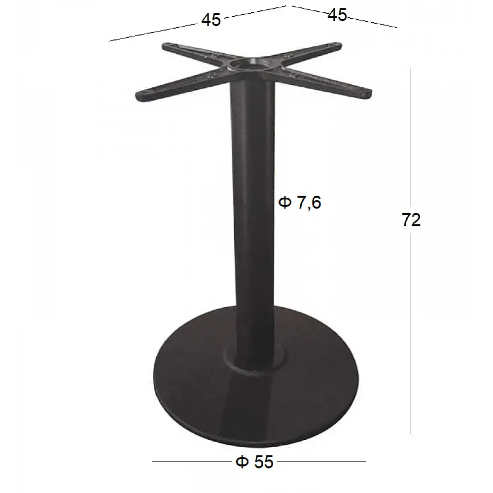 FLAT ΣΤΡΟΓΓΥΛΗ Φ55Χ72εκ.(Σ/Ρ)ΒΑΣΗ ΜΑΝΤΕΜΙ ΜΕ ΡΕΓ/ΡΟΥΣ ΜΑΥΡΗ