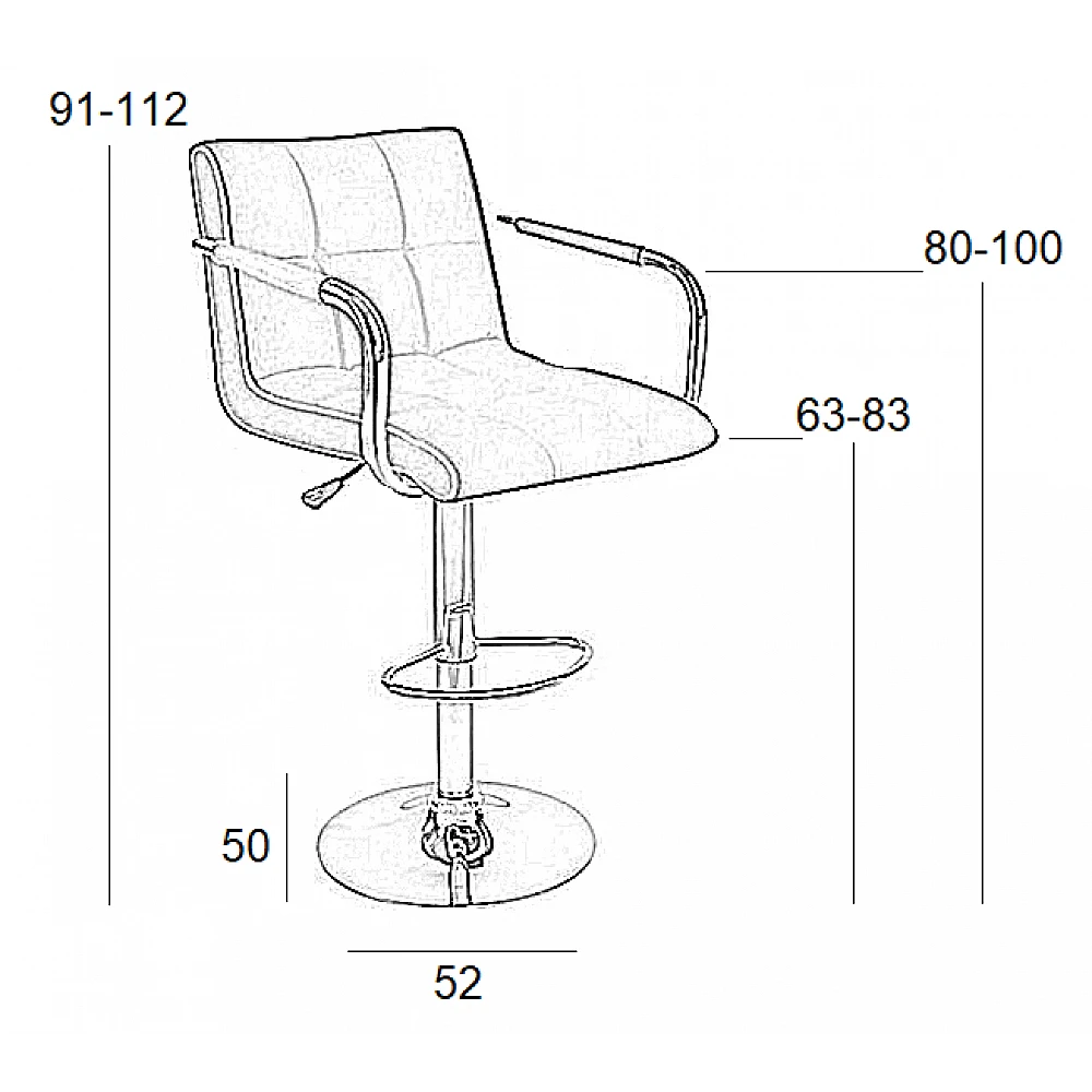 Σκαμπό Μπάρ 2τμχ Bar54 Μαύρο Pu 52x50x112εκ.