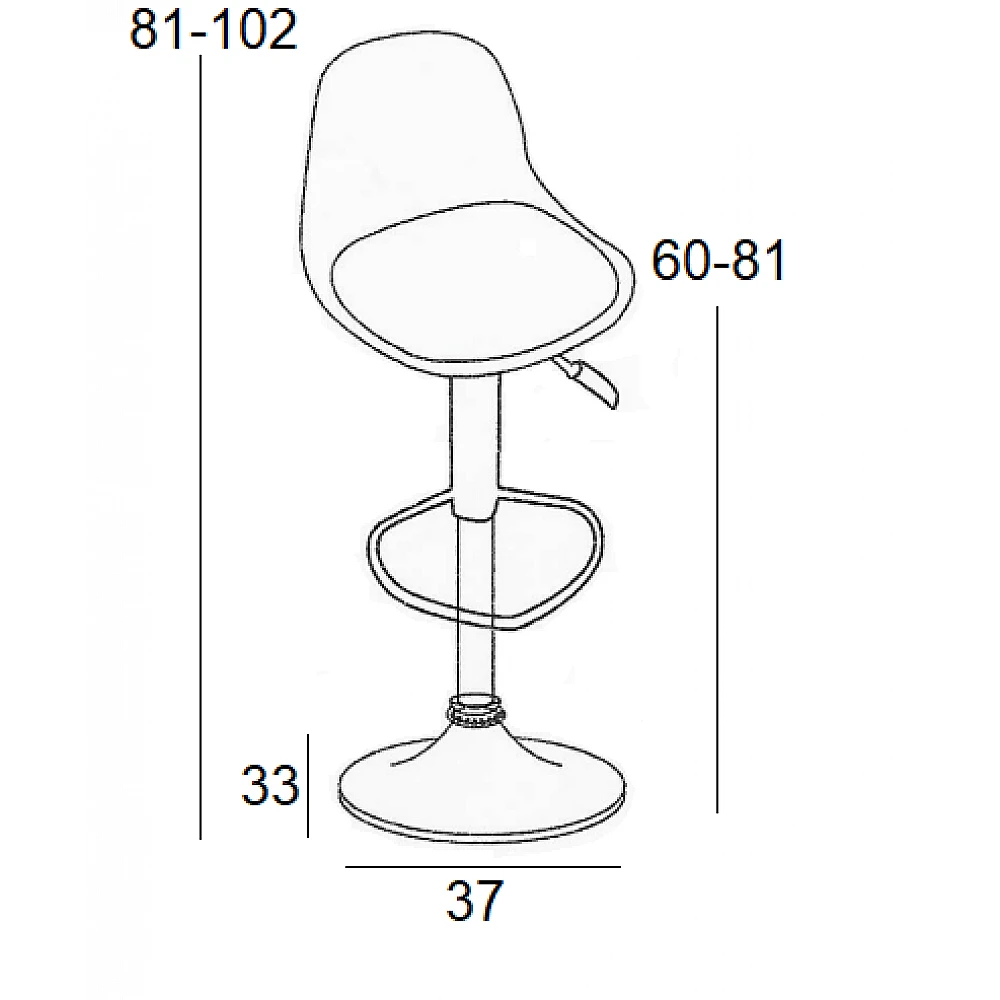 Σκαμπό Μπάρ 2τμχ Bar92 Black Pu/Pp 37x33x102εκ.