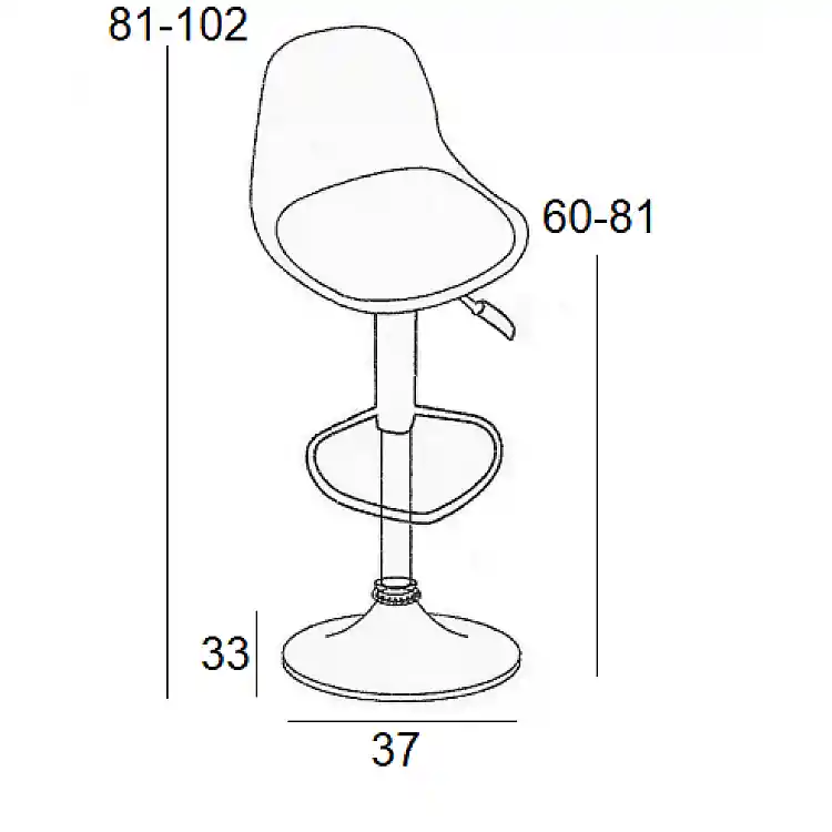 Σκαμπό Μπάρ 2τμχ Bar92 Black Pu/Pp 37x33x102εκ.